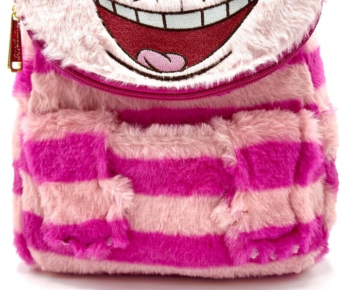 Loungefly Cheshire Cat Plush Pocket Mini Backpack Light Up Bag Front Bottom Pocket