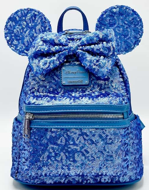 Loungefly Disney Parks Blue Hydrangea Sequin Mini Backpack Bag