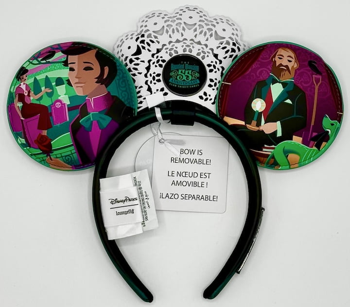 Loungefly Disney Parks Club 33 Haunted Mansion Ears Headband Ears Front With Bow