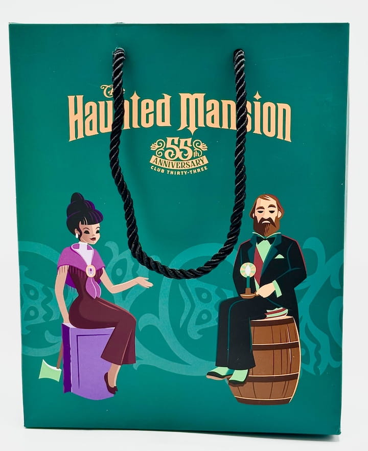 Loungefly Disney Parks Club 33 Haunted Mansion Ears Headband Paper Bag Front With Rope