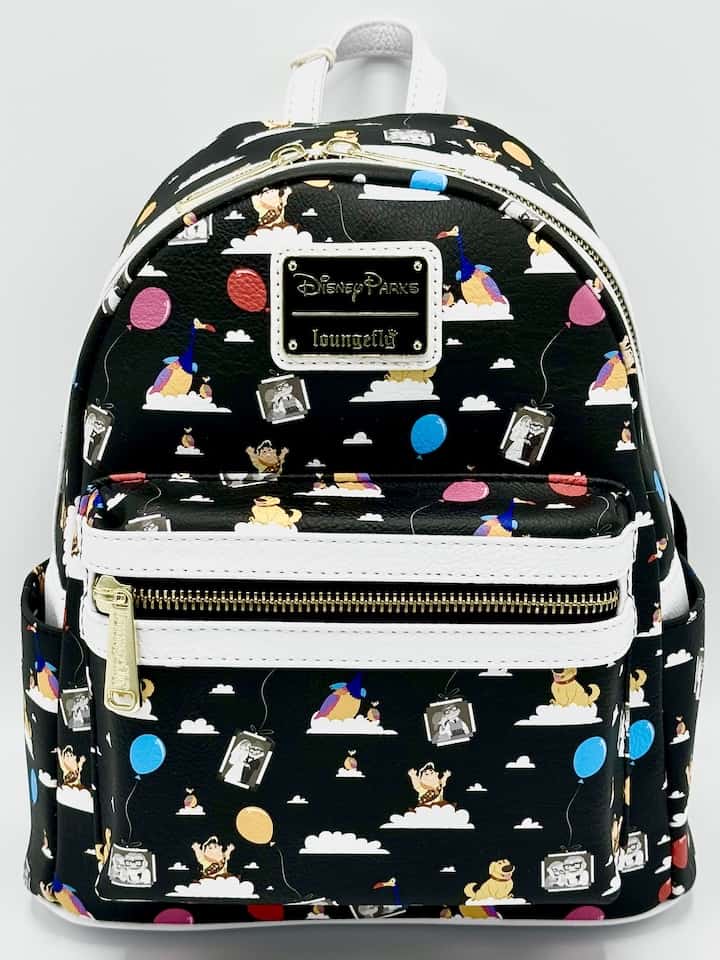 Loungefly Disney Parks Up Mini Backpack Pixar AOP Balloons Bag Front Full View