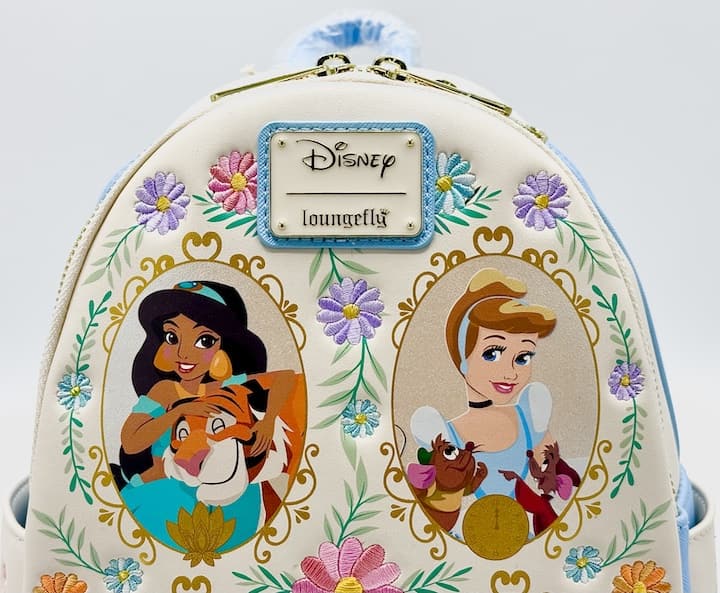 Loungefly Disney Princess Floral Mini Backpack Frame Glitter Vanity Bag Front Top