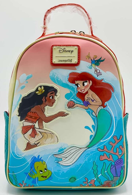 Loungefly Disney Princess Moana Ariel Mini Backpack Little Mermaid Bag Front Full View