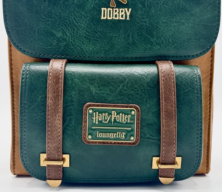 Loungefly Harry Potter Dobby Flap Mini Backpack Green House Elf Bag Front Bottom Pocket