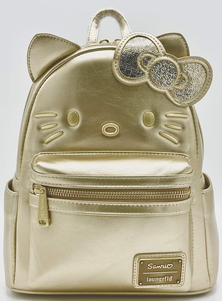 Loungefly Hello Kitty 50th Gold Anniversary Mini Backpack Sanrio Bag Front Full View