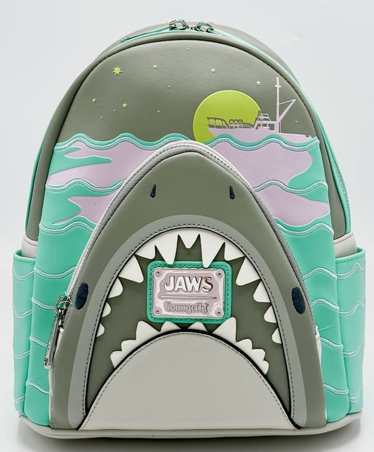 Loungefly Jaws Mini Backpack Universal Studios Shark Glow Bag Front Full View