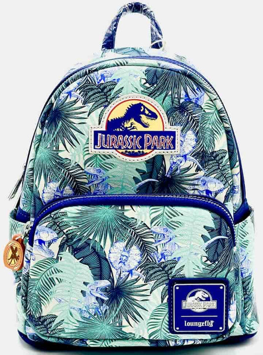 Loungefly Jurassic Park Mini Backpack Palm Frond Dinosaur Bag Front Full View