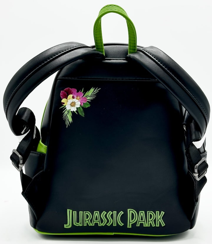 Loungefly Jurassic Park Sequin Green Mini Backpack Floral Bag Back