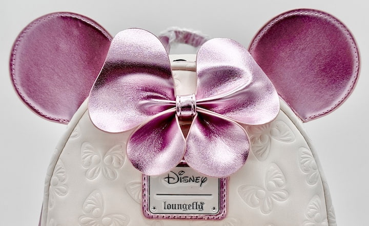Loungefly Minnie Mouse Butterfly Mini Backpack Disney Pink Purple Bag Front Ears And Bow Appliques