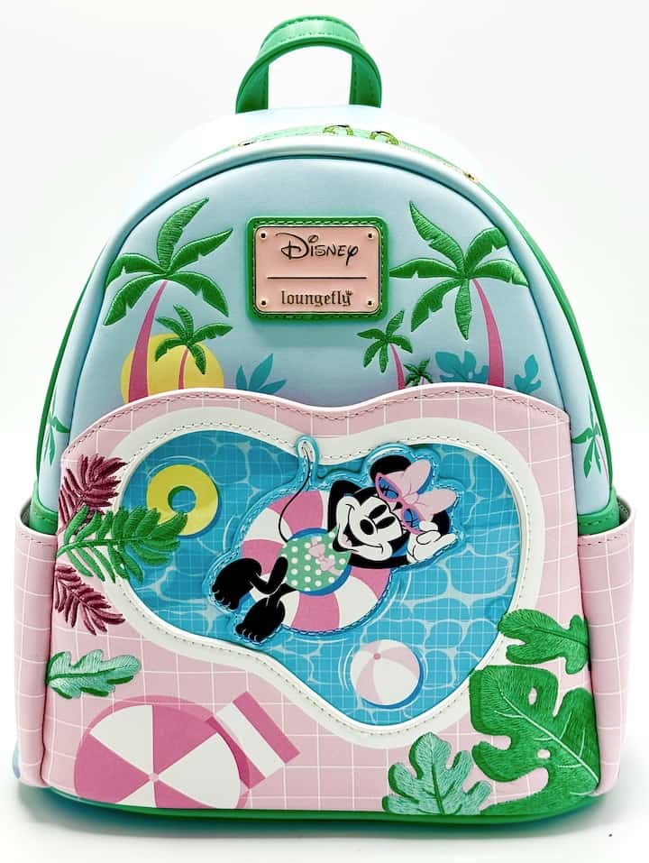 Loungefly Minnie Mouse Holiday Vacation Mini Backpack Swimming Pool Bag Front Full View