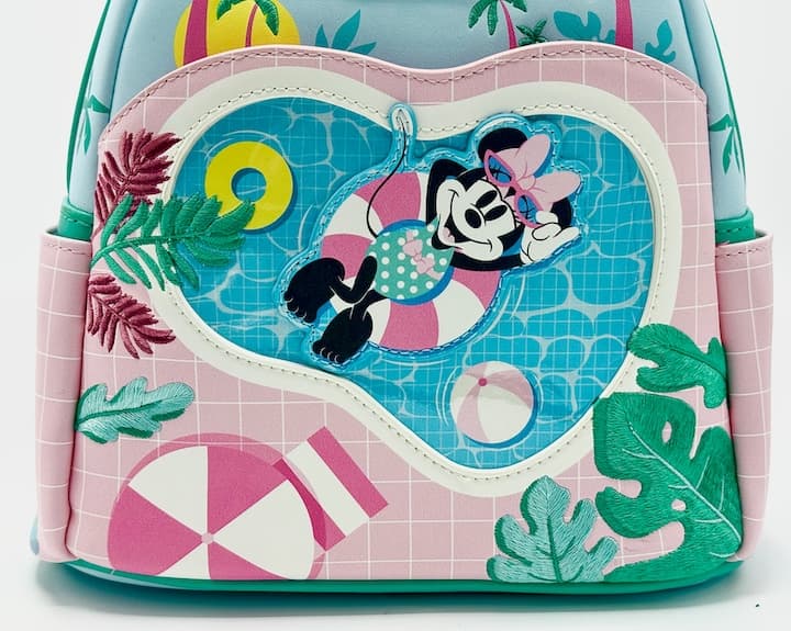 Loungefly Minnie Mouse Holiday Vacation Mini Backpack Swimming Pool Bag Front Pocket