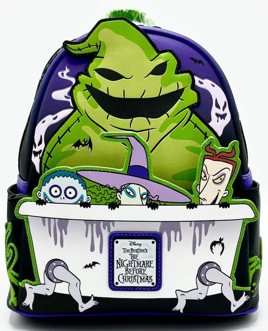 Loungefly Oogie Boogie Bath Mini Backpack NBC Lock Shock Barrel Bag Front Full View