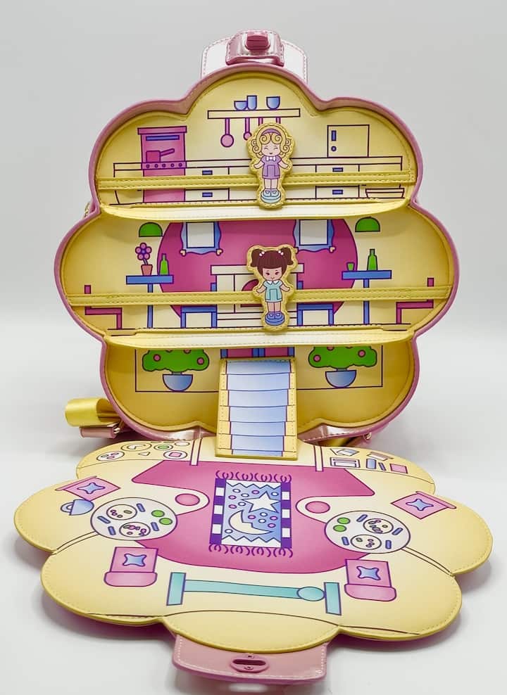 Loungefly Polly Pocket Mini Backpack Compact Playset Figural 90s Bag Compact Full View