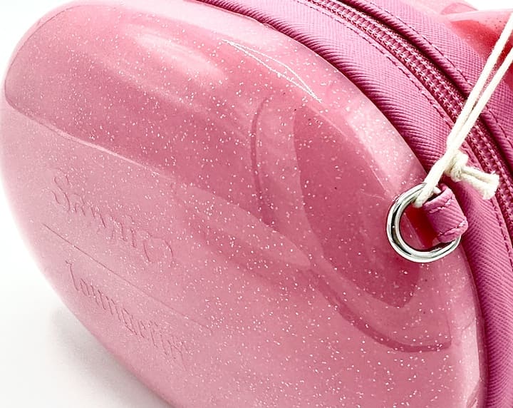 Loungefly Sanrio Hello Kitty 50th Pink Glitter Figural Crossbody Bag Back Etched Logo