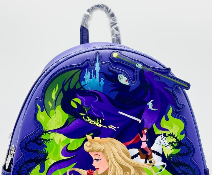 Loungefly Sleeping Beauty Maleficent Mini Backpack Disney Portrait Bag Front Top Artwork