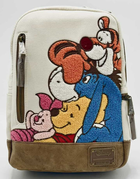 Loungefly Winnie the Pooh Chenille Mini Backpack Disney Felt Fabric Bag Front Full View