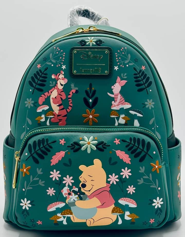 Loungefly Winnie the Pooh Floral Mini Backpack Disney Folk Art Bag Front Full View