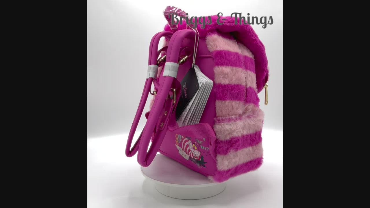 Loungefly Cheshire Cat Plush Pocket Mini Backpack Light Up Bag Video