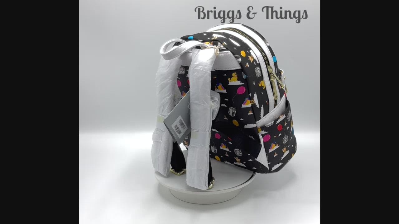 Loungefly Disney Parks Up Mini Backpack Pixar AOP Balloons Bag Video