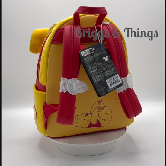 Loungefly Winnie the Pooh Plush Upside Down Mini Backpack Disney Bag Video