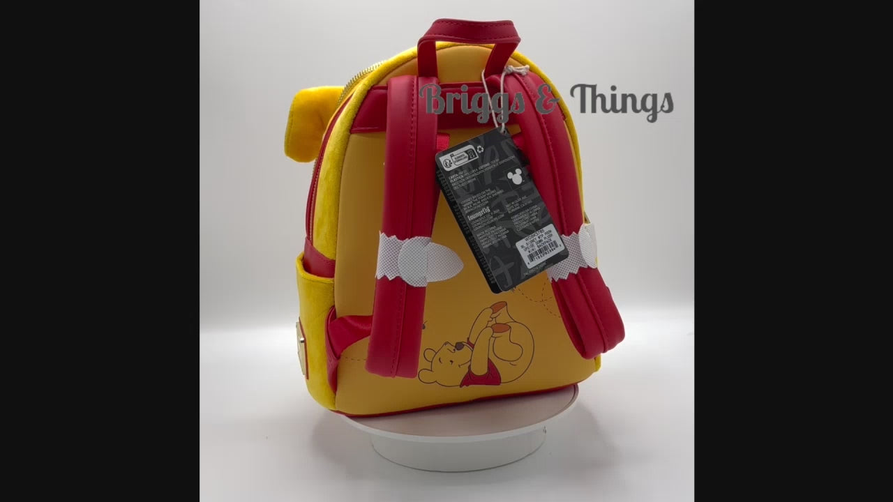 Loungefly Winnie the Pooh Plush Upside Down Mini Backpack Disney Bag Video