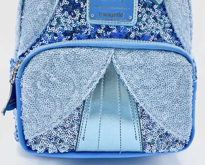 Loungefly Cinderella Sequin Mini Backpack Blue Disney Princess Bag Front Pocket