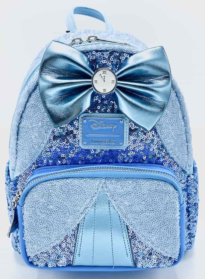 Loungefly Cinderella Sequin Mini Backpack Blue Disney Princess Bag Front