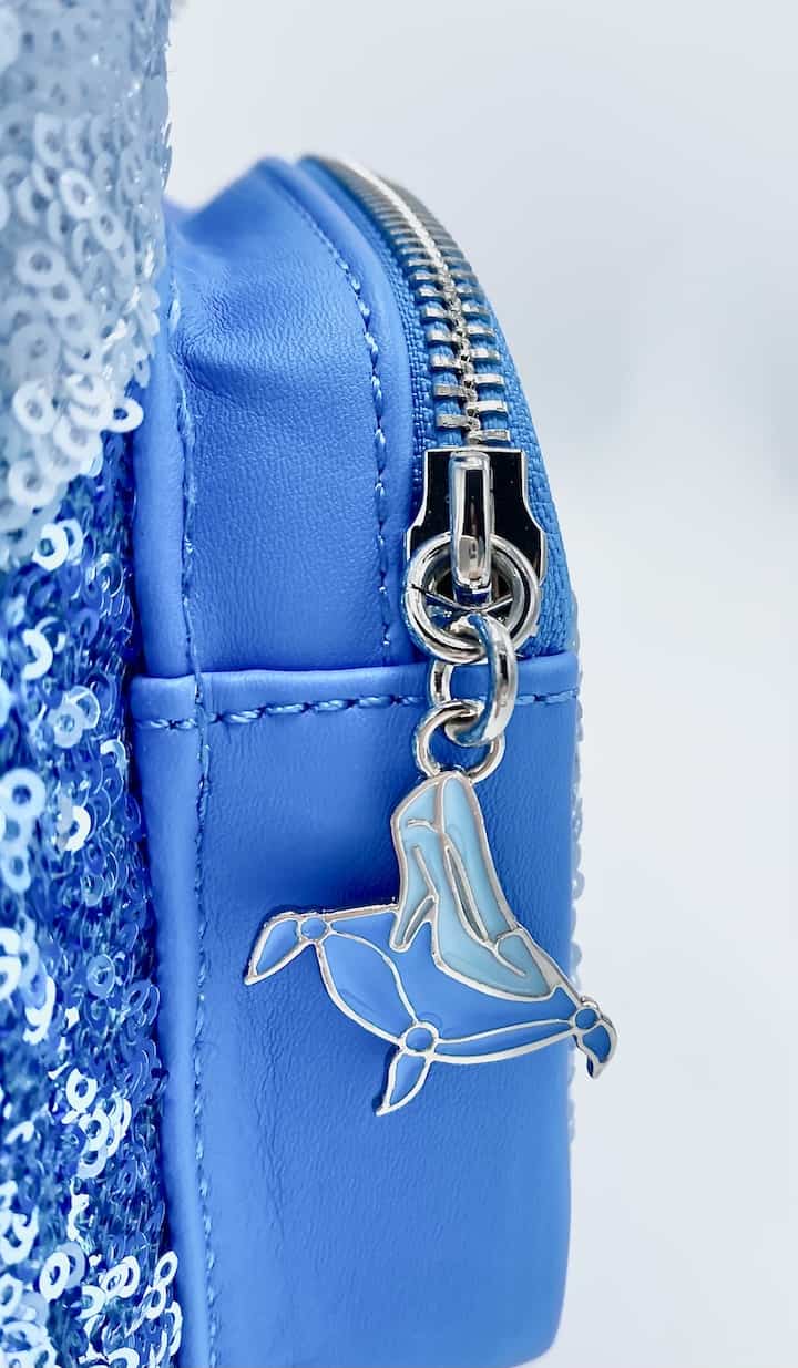 Loungefly Cinderella Sequin Mini Backpack Blue Disney Princess Bag Keyring