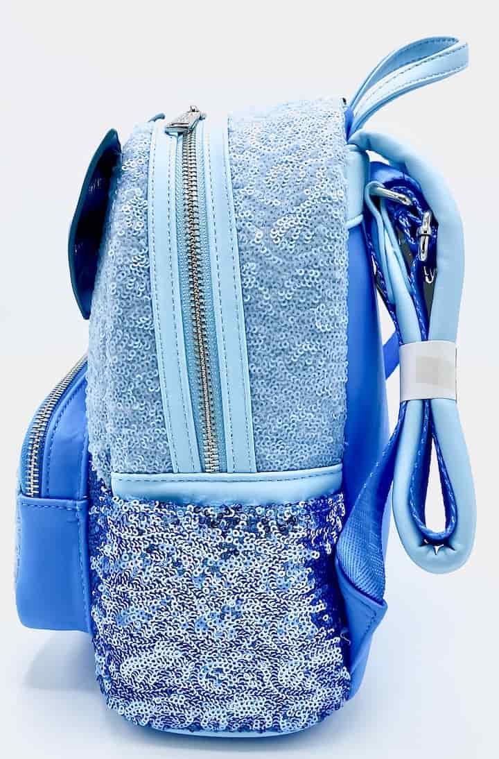 Loungefly Cinderella Sequin Mini Backpack Blue Disney Princess Bag Left Side