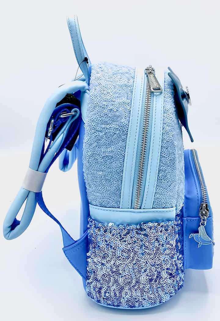 Loungefly Cinderella Sequin Mini Backpack Blue Disney Princess Bag Right Side