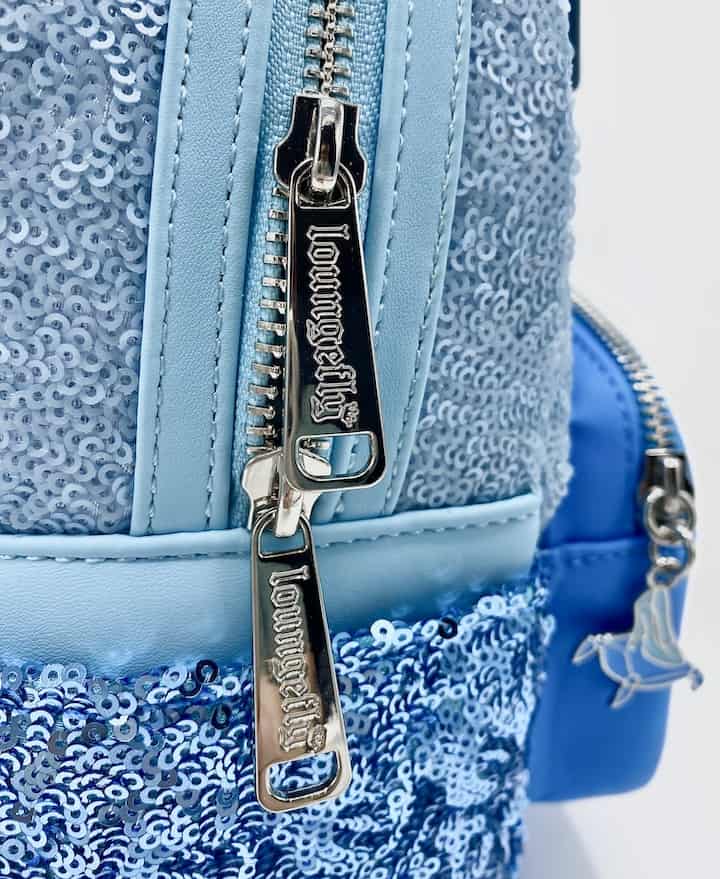 Loungefly Cinderella Sequin Mini Backpack Blue Disney Princess Bag Zips